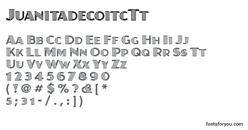 Schriftart JuanitadecoitcTt – Alphabet, Zahlen, spezielle Symbole