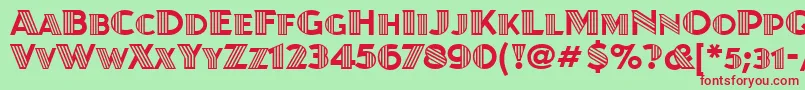 JuanitadecoitcTt-Schriftart – Rote Schriften auf grünem Hintergrund