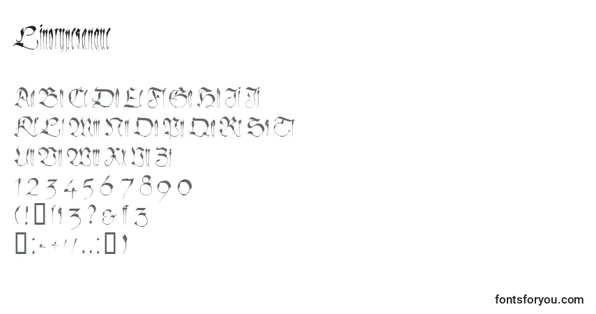 Czcionka Linotypesangue – alfabet, cyfry, specjalne znaki