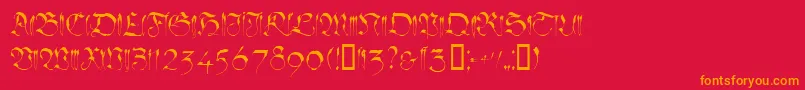 Linotypesangue Font – Orange Fonts on Red Background