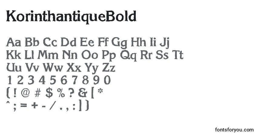 Шрифт KorinthantiqueBold – алфавит, цифры, специальные символы