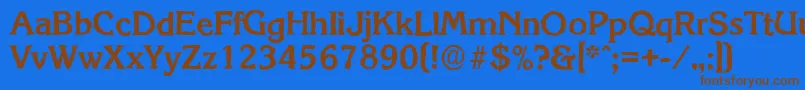 KorinthantiqueBoldフォントについての詳細 フォントKorinthantiqueBold – 茶色の文字が青い背景にあります。