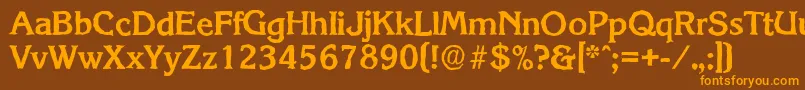 Lisätietoja KorinthantiqueBold-fontista KorinthantiqueBold-fontti – oranssit fontit ruskealla taustalla