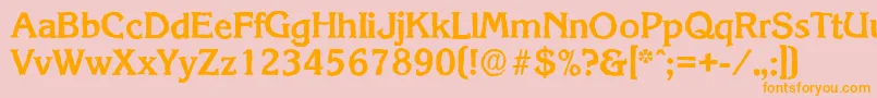 フォントKorinthantiqueBold – オレンジの文字がピンクの背景にあります。