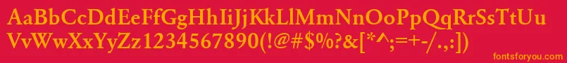 Urwgaramondtdem Font – Orange Fonts on Red Background