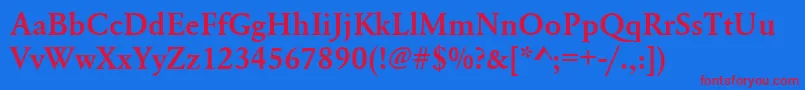 Urwgaramondtdem Font – Red Fonts on Blue Background