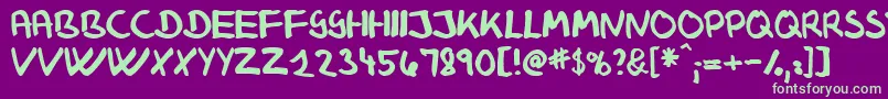 KlausJohansensHaandskrift Font – Green Fonts on Purple Background