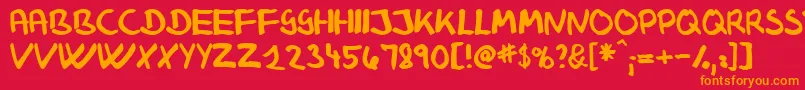 KlausJohansensHaandskrift Font – Orange Fonts on Red Background