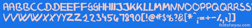 KlausJohansensHaandskrift Font – Pink Fonts on Blue Background