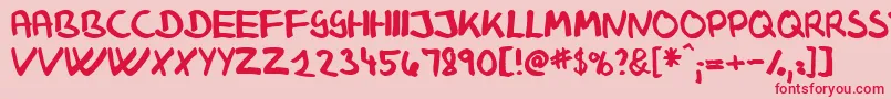 KlausJohansensHaandskrift Font – Red Fonts on Pink Background