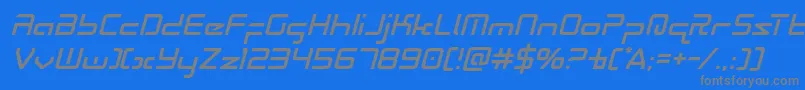 Radiospaceitalフォントについての詳細 フォントRadiospaceital – 青い背景に灰色の文字