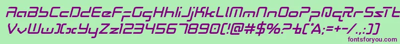 Radiospaceital Font – Purple Fonts on Green Background