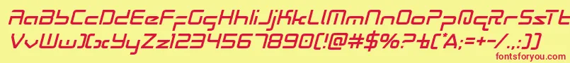 Radiospaceital Font – Red Fonts on Yellow Background