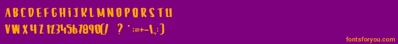 Weitere Informationen zur LeSilenceDesCafards-Schriftart LeSilenceDesCafards-Schriftart – Orangefarbene Schriften auf violettem Hintergrund