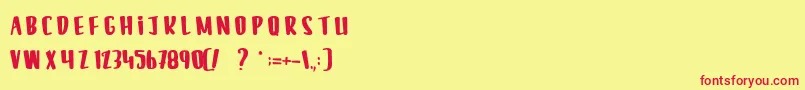 フォントLeSilenceDesCafards – 赤い文字の黄色い背景