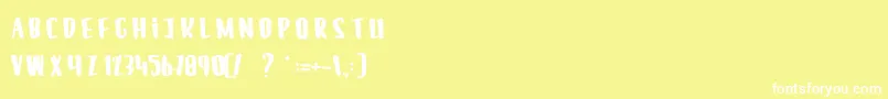 LeSilenceDesCafards-Schriftart – Weiße Schriften auf gelbem Hintergrund