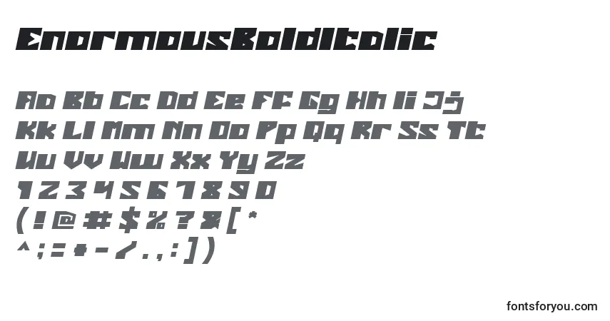 Schriftart EnormousBoldItalic – Alphabet, Zahlen, spezielle Symbole