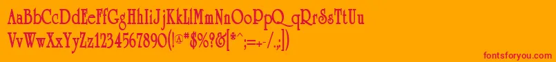 Whitman-Schriftart – Rote Schriften auf orangefarbenem Hintergrund