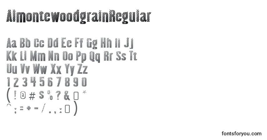 Fuente AlmontewoodgrainRegular - alfabeto, números, caracteres especiales
