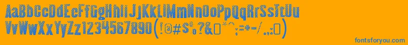 AlmontewoodgrainRegular-Schriftart – Blaue Schriften auf orangefarbenem Hintergrund