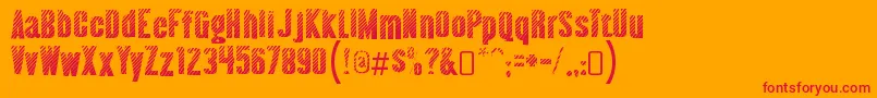 AlmontewoodgrainRegular-Schriftart – Rote Schriften auf orangefarbenem Hintergrund