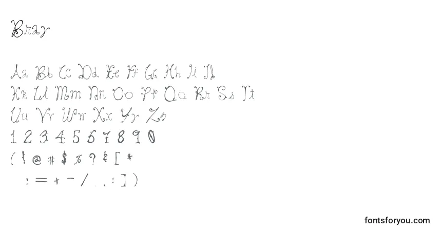 Czcionka Bray – alfabet, cyfry, specjalne znaki