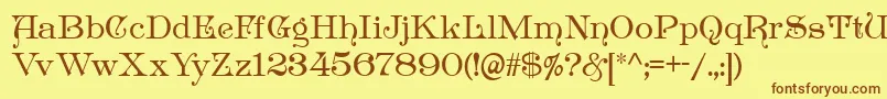 フォントAntikvarika – 茶色の文字が黄色の背景にあります。