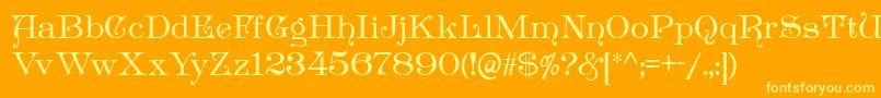 Antikvarika-Schriftart – Gelbe Schriften auf orangefarbenem Hintergrund