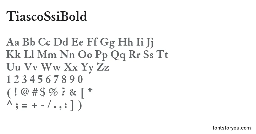 A fonte TiascoSsiBold – alfabeto, números, caracteres especiais