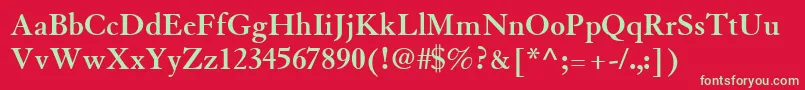フォントTiascoSsiBold – 赤い背景に緑の文字