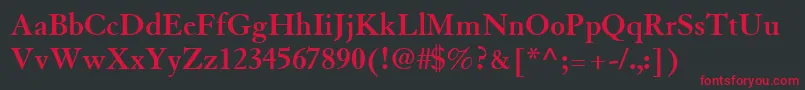 フォントTiascoSsiBold – 黒い背景に赤い文字