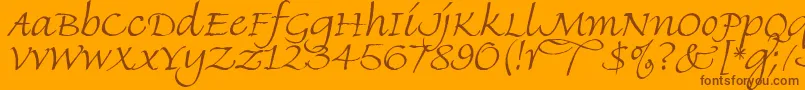 FineHandLet Font – Brown Fonts on Orange Background