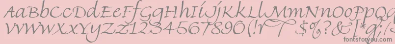 FineHandLet-Schriftart – Graue Schriften auf rosa Hintergrund