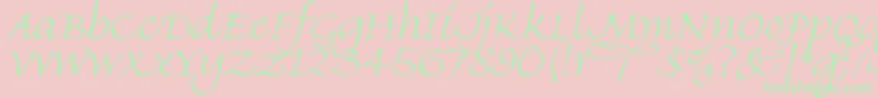 FineHandLet Font – Green Fonts on Pink Background