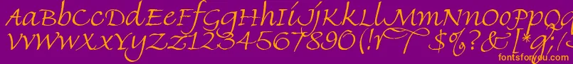 FineHandLet Font – Orange Fonts on Purple Background