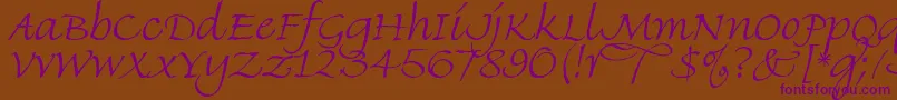 FineHandLet-Schriftart – Violette Schriften auf braunem Hintergrund