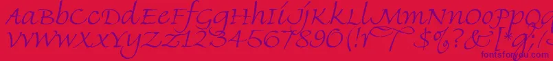 FineHandLet Font – Purple Fonts on Red Background