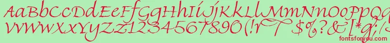 FineHandLet Font – Red Fonts on Green Background