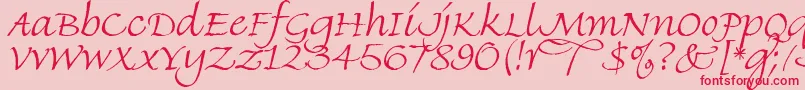 FineHandLet-Schriftart – Rote Schriften auf rosa Hintergrund