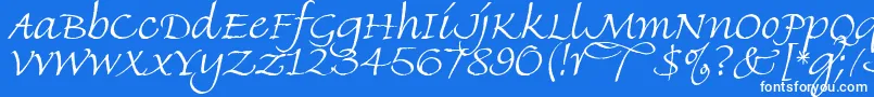 FineHandLet Font – White Fonts on Blue Background