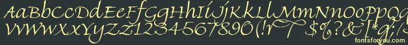 FineHandLet Font – Yellow Fonts on Black Background