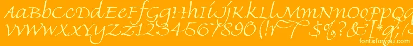 FineHandLet Font – Yellow Fonts on Orange Background