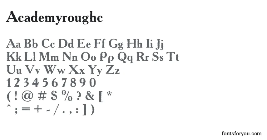 Czcionka Academyroughc – alfabet, cyfry, specjalne znaki