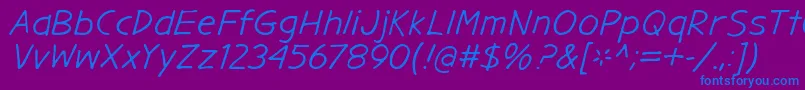 GargleExIt-Schriftart – Blaue Schriften auf violettem Hintergrund