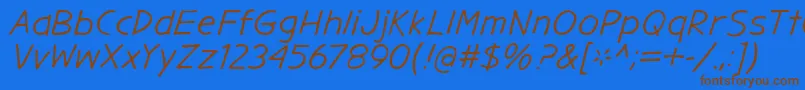 フォントGargleExIt – 茶色の文字が青い背景にあります。