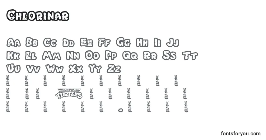 Schriftart Chlorinar – Alphabet, Zahlen, spezielle Symbole