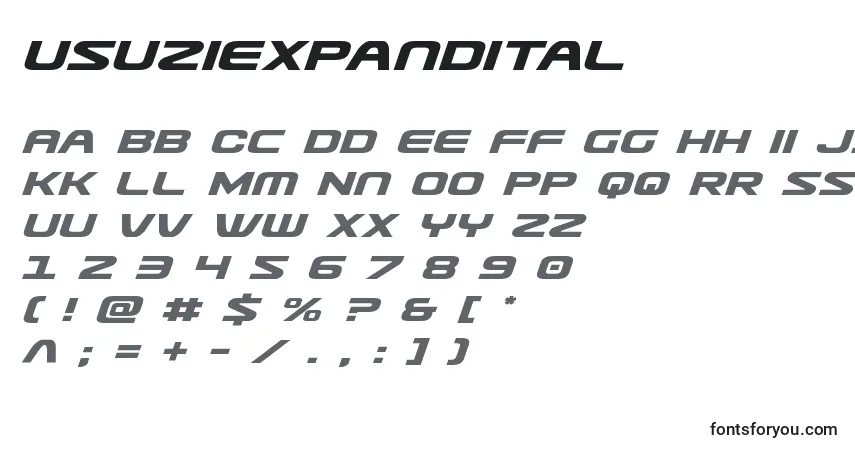 Шрифт Usuziexpandital – алфавит, цифры, специальные символы