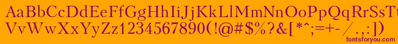 Peterburg-Schriftart – Violette Schriften auf orangefarbenem Hintergrund