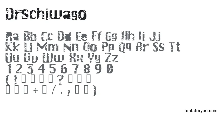 Schriftart Drschiwago – Alphabet, Zahlen, spezielle Symbole