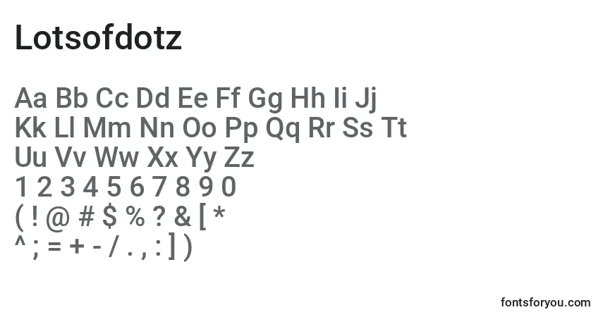 Schriftart Lotsofdotz – Alphabet, Zahlen, spezielle Symbole